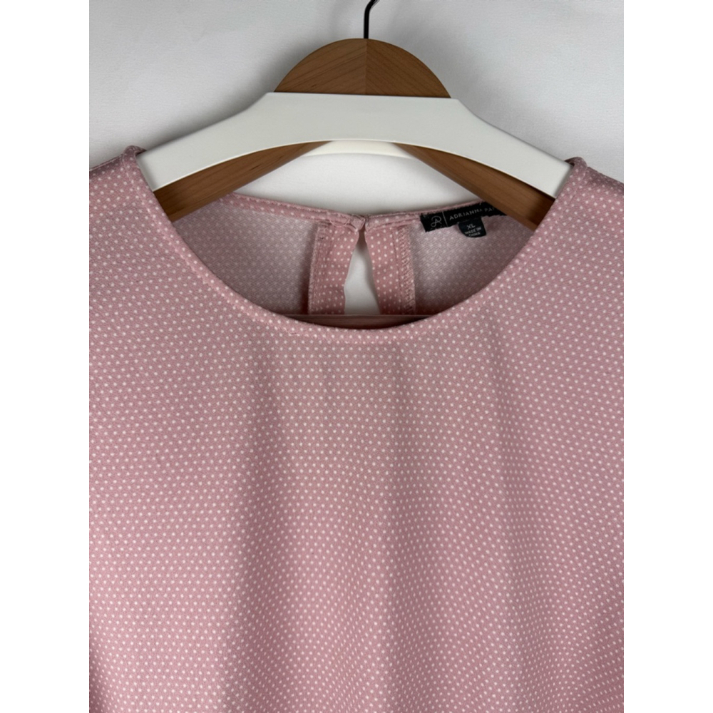 Women's Adrianna Papell Polka Dot Blouse Pink/White Size XL - Picture 2 of 8